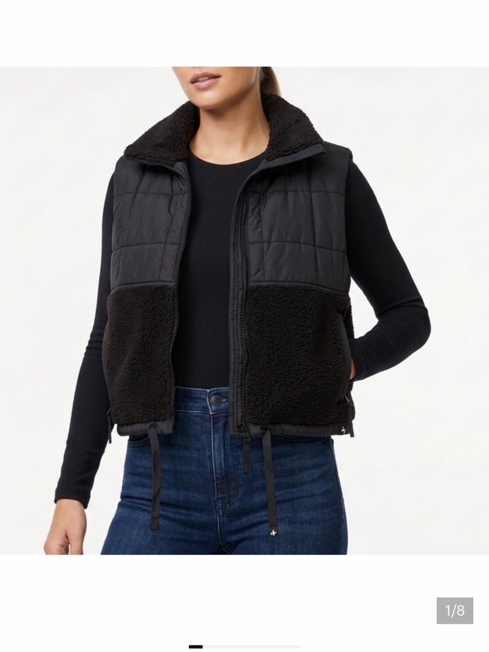 JoyLab High Pile Quilted Vest Black Size Medium